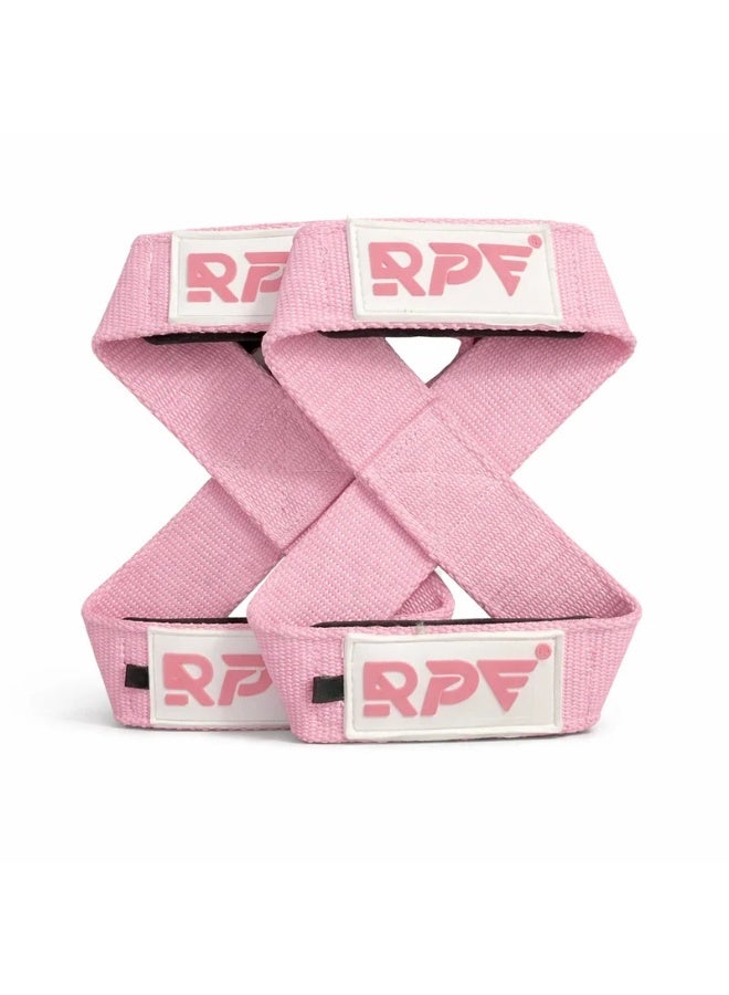 RPE Gear Pink Figure-8 Lifting Straps – Heavy-Duty Deadlift Wrist Straps with Padded Support for Maximum Grip Strength - Image 1